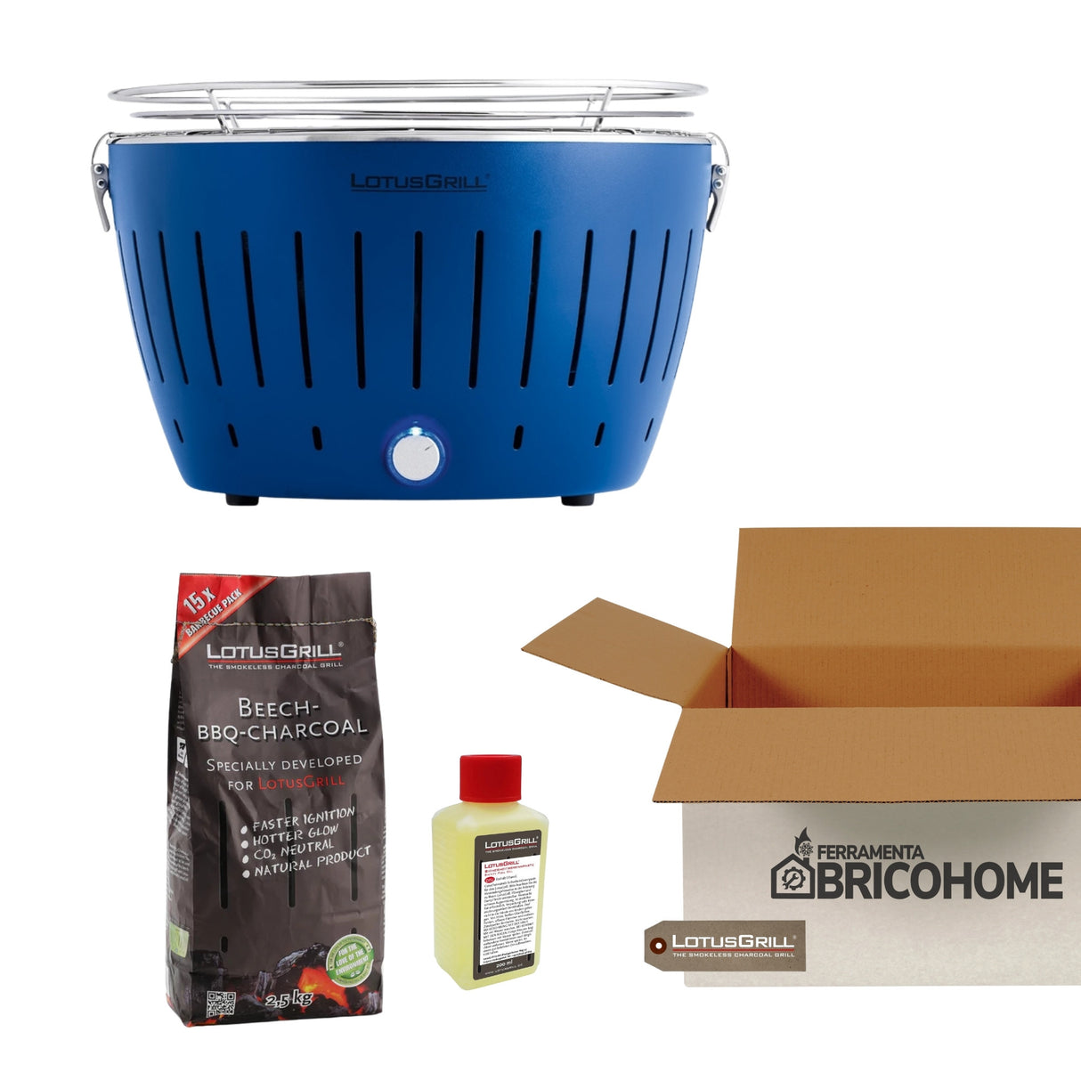 Kit Lotusgrill Barbecue da tavolo CLASSIC + Carbone di Faggio + Gel Combustile [BUNDLE]