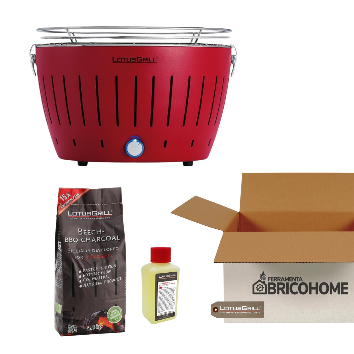 Kit Lotusgrill Barbecue da tavolo CLASSIC + Carbone di Faggio + Gel Combustile [BUNDLE]