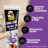 PATTEX - Millechiodi Attacca & Stacca | 44g | Trasparente | Rimovibile | 6kg | Impermeabile