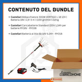 Kit Castellari Abbacchiatore 300W VERTIGO L 18 + Caricabatteria e Batteria 5,2Ah [BUNDLE]