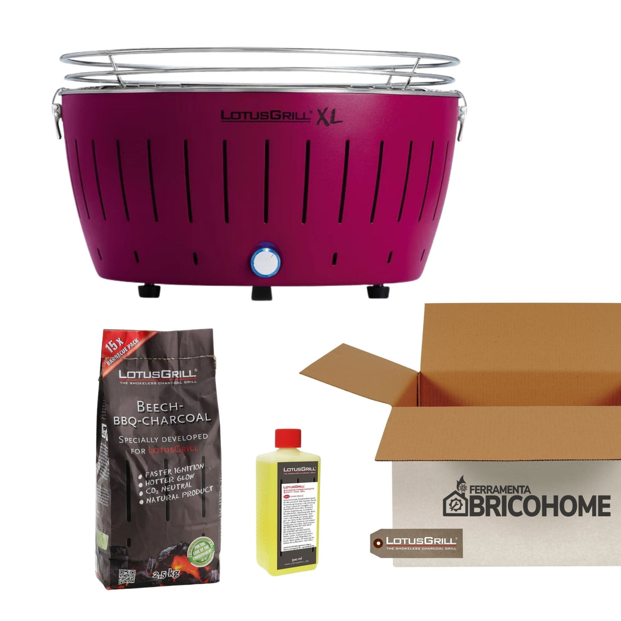 Kit Lotusgrill Barbecue da tavolo XL + Carbone di Faggio + Gel Combustile [BUNDLE]