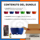 Kit Lotusgrill Barbecue da tavolo XL + Carbone di Faggio + Gel Combustile [BUNDLE]