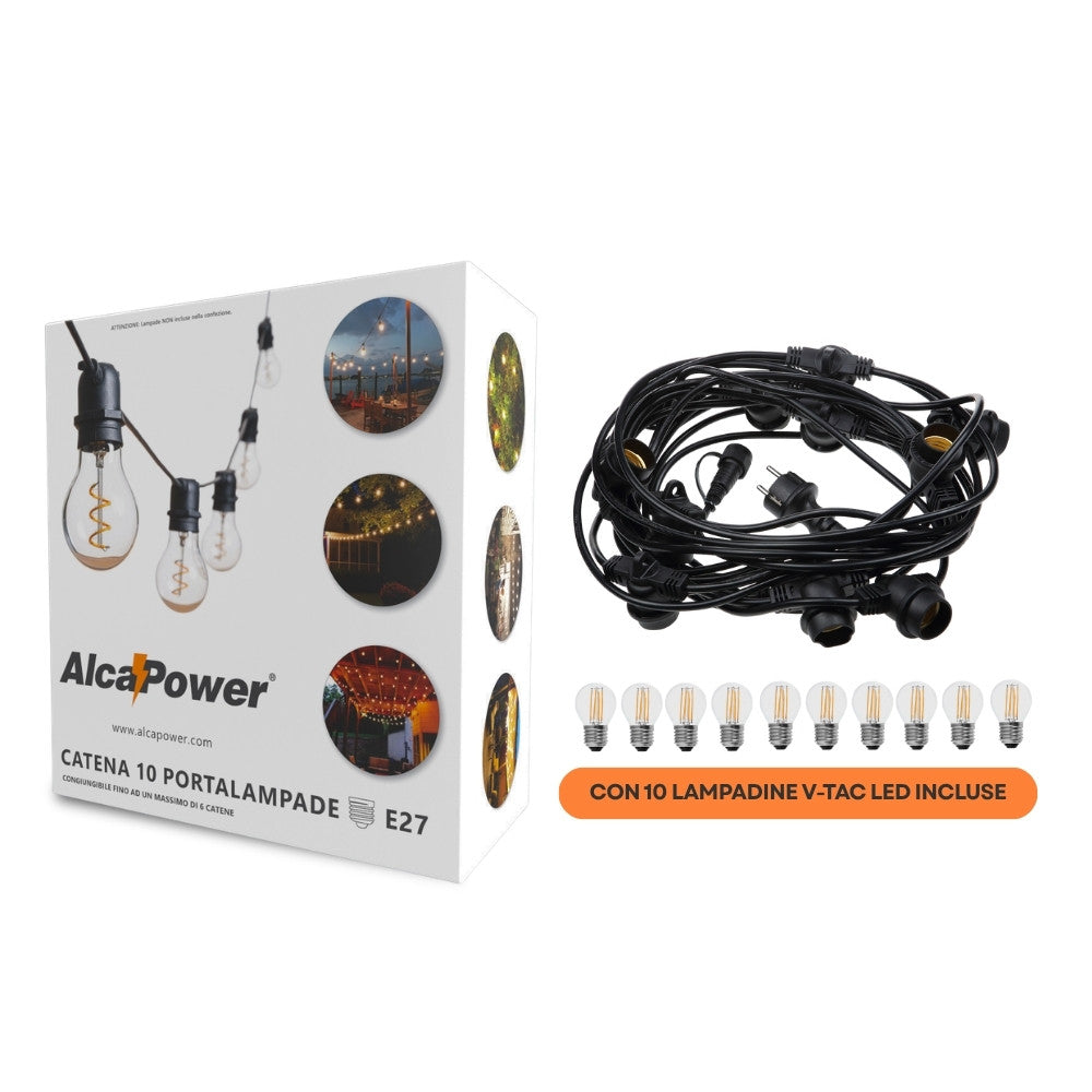 AlcaPower Outdoor String Lights with 10 Bulbs Included