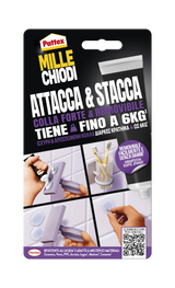 PATTEX - Millechiodi Attacca & Stacca | 44g | Trasparente | Rimovibile | 6kg | Impermeabile