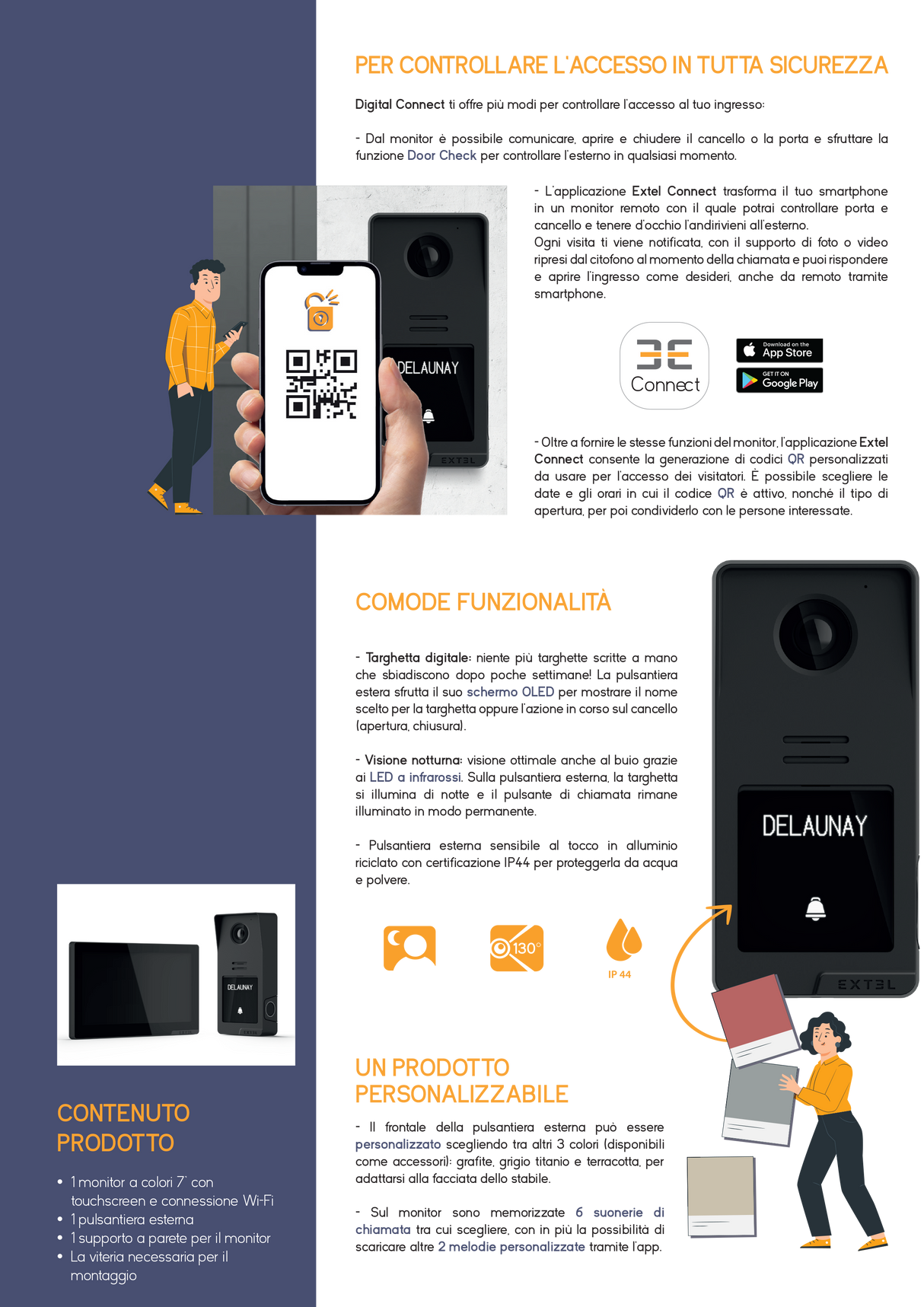 Extel Videocitofono cablato connesso con accesso tramite impronta digitale e generazione codici QR