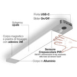 LinkLed Barra LED sottopensile magnetica con Sensore Crepuscolare PIR 30cm - i-Cab LED