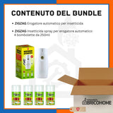 Kit ZIG ZAG Erogatore automatico per insetticida +  4 Bombolette di Insetticida spray 250ml [BUNDLE]
