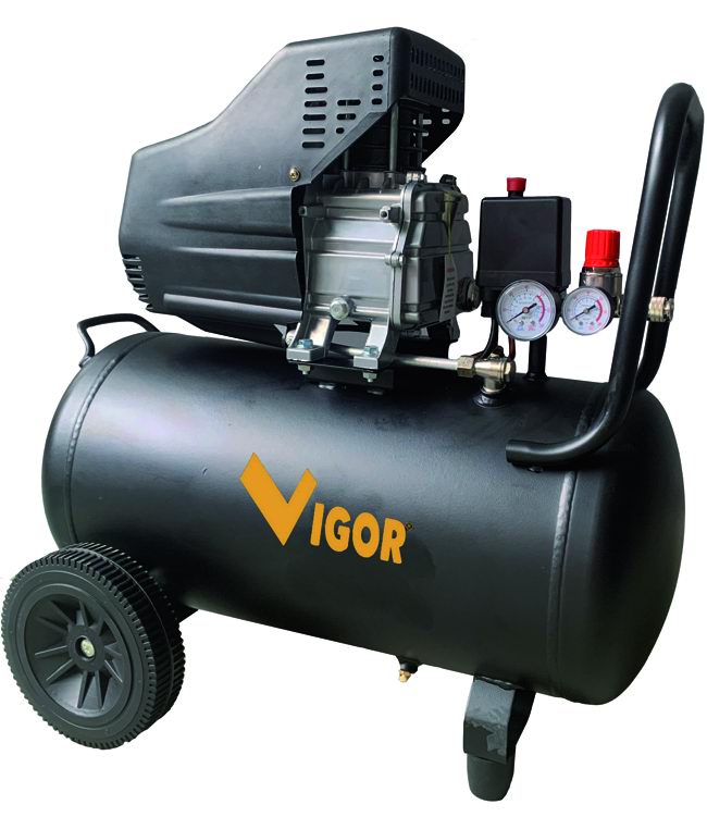 VIGOR VCA-50L compressore aria 50 litri 2HP trasmissione diretta carrellato