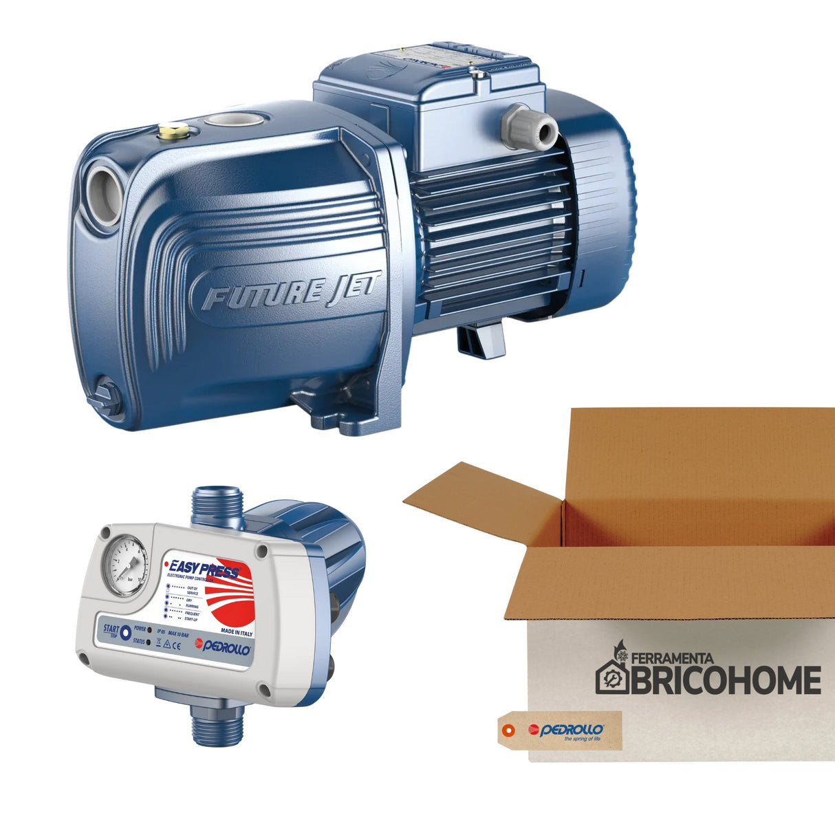 Kit Elettropompa Pedrollo Future JETm 2AX 1,25 HP + Presscontrol EASYPRESS 1,5 BAR [BUNDLE]