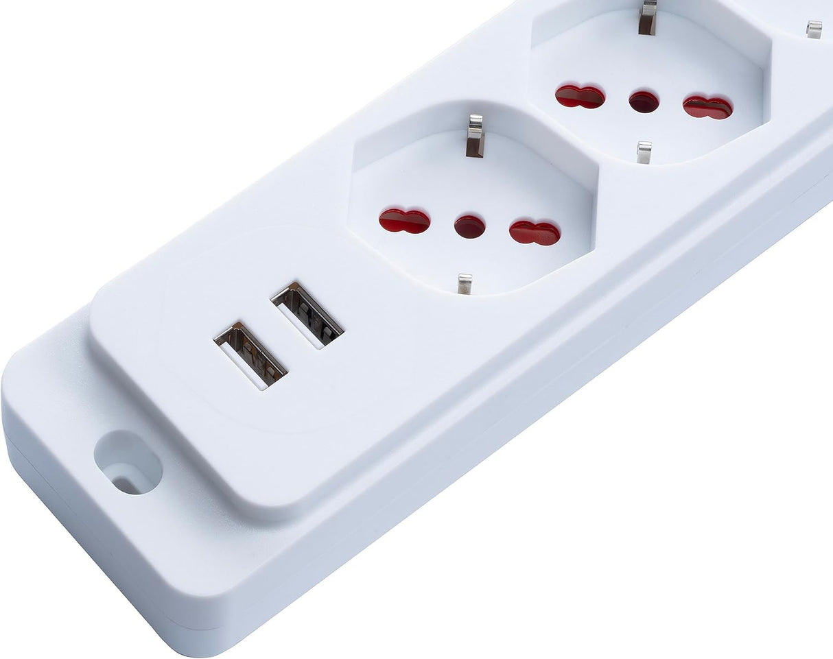 Multipresa con cavo 4 Bprese/Schuko 10/16A + 2 USB + interruttore - Emilia Specialist ROSI