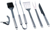 SANDRI GARDEN - Set Barbecue 6 Pezzi | Acciaio Inox | Valigetta Alluminio | Forchettone Pinza Paletta Spazzola Coltello Cavatappi