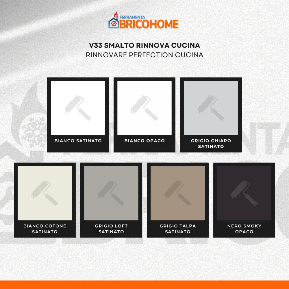 V33 - Smalto Rinnovare Perfection Cucina 750ml | Senza Fondo | Tutti i Supporti | Satinato/Opaco
