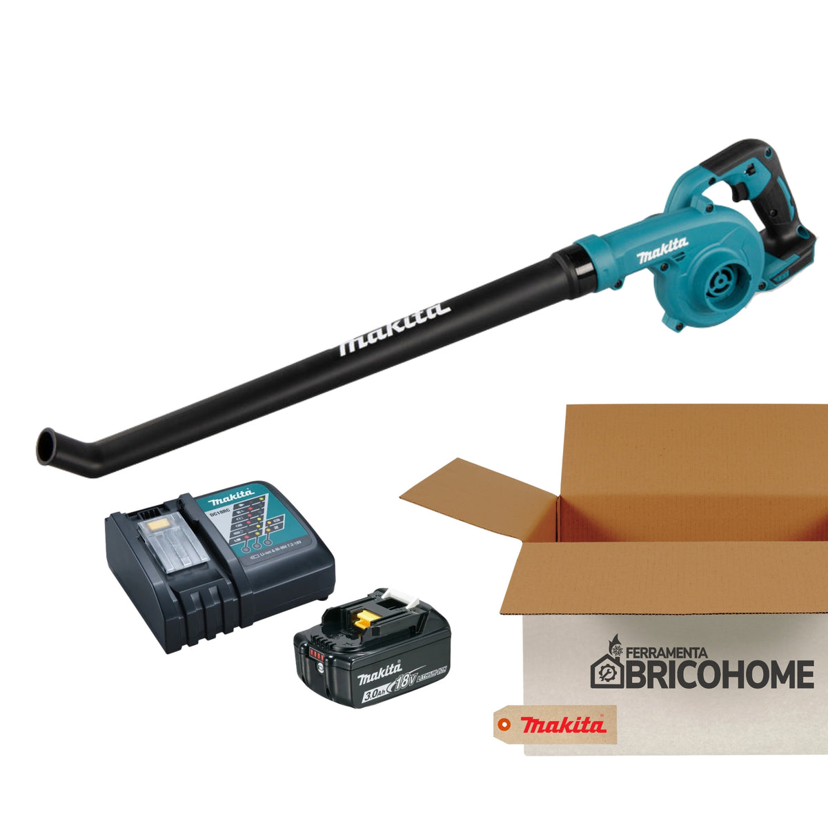 Kit Makita Soffiatore DUB186Z 18V + Batteria 3Ah e Caricabatterie Rapido [BUNDLE]