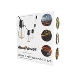 ALCAPOWER - Catena 10 Portalampade E27 929835 | Nera 11,5m | IP65 | Collegabile fino a 54m | Esterno