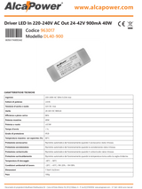 Driver LED In 220-240V AC Out 24-42V 900mA 40W