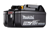 MAKITA BL1850B batteria LXT 18V 5Ah vista prospettica con indicatore carica