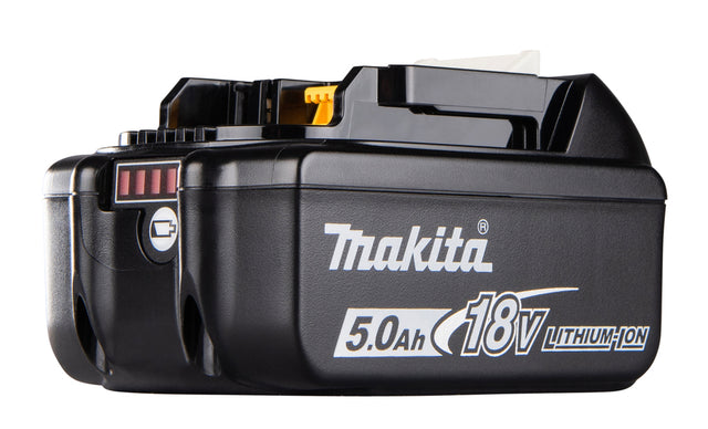 MAKITA BL1850B batteria LXT 18V 5Ah vista prospettica con indicatore carica