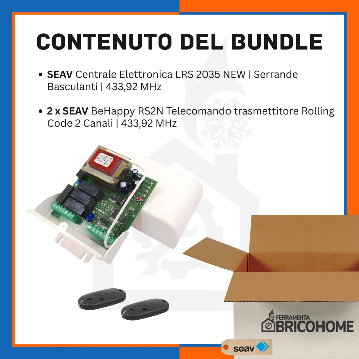 Kit SEAV Centrale Elettronica LRS 2035 con ricevente radio integrata + 2 Telecomandi