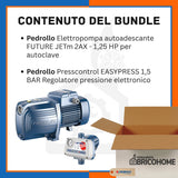 Kit Elettropompa Pedrollo Future JETm 2AX 1,25 HP + Presscontrol EASYPRESS 1,5 BAR [BUNDLE]