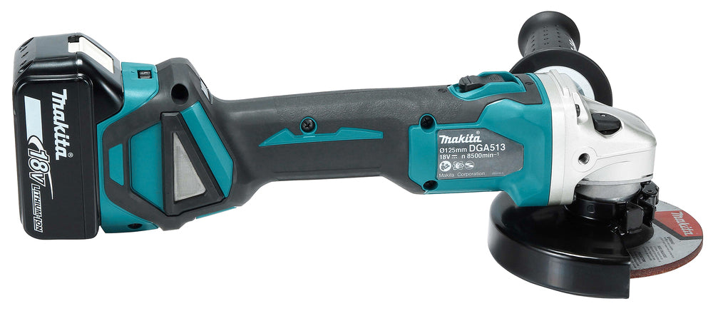 MAKITA - Smerigliatrice Angolare LXT DGA513RTJ | 18V Brushless | 125mm | Kit 2x BL1850B + DC18RC + Valigetta