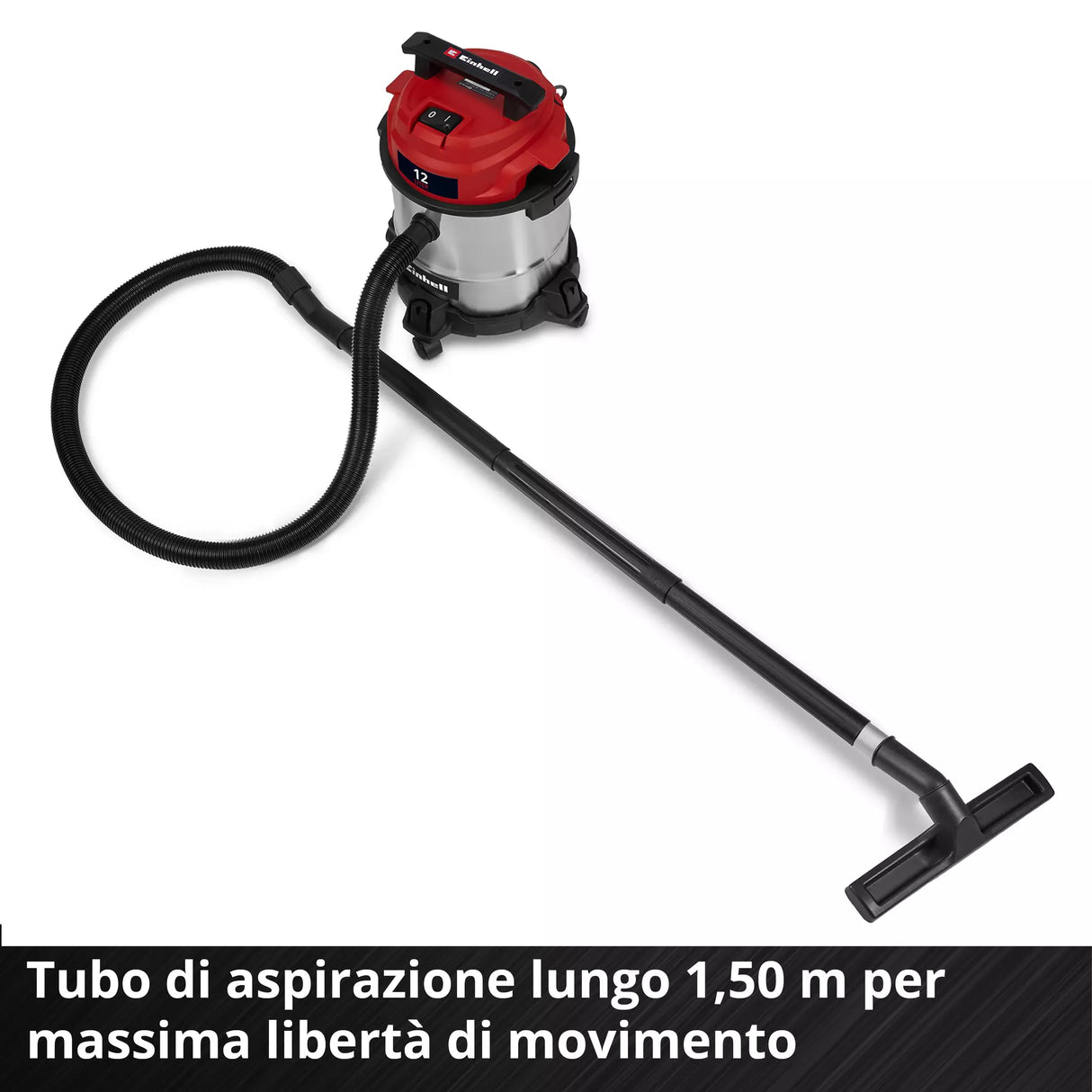 EINHELL Aspiratore Solidi e Liquidi TC-VC 1240 S | 950W | 180mbar | Serbatoio Inox 12L | Attacco Soffiaggio