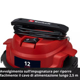 EINHELL Aspiratore Solidi e Liquidi TC-VC 1240 S | 950W | 180mbar | Serbatoio Inox 12L | Attacco Soffiaggio