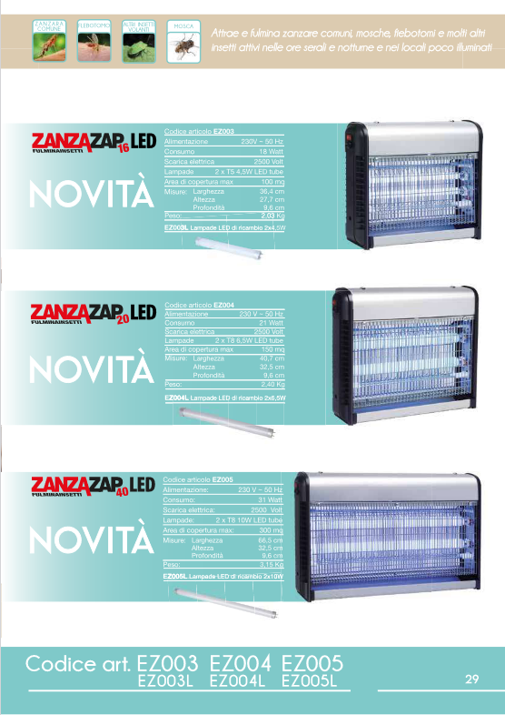 Zanzariera elettrica per insetti 15W ZANZAZAP16 LED