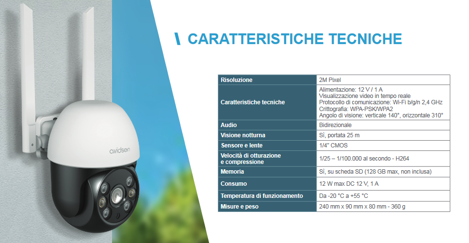 Telecamera IP per esterno motorizzata WI-FI Full HD 1080p HomeCam 3PTZ