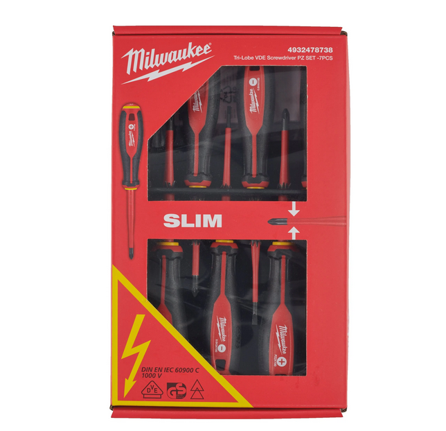 Giraviti isolati Milwaukee 1000V Tri-Lobe VDE Screwdriver PZ SET - 7 pezzi