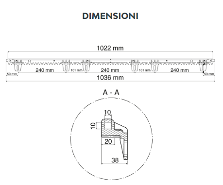 Key Automation Nylon Rack for Sliding Gates up to 800 Kg 1 MT