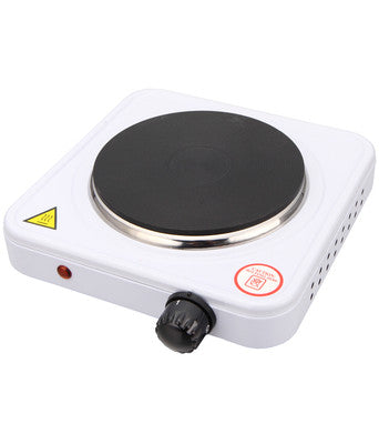 Fornello elettrico 1 piastra ghisa Ø155mm 1000W - struttura bianca in metallo con piastra nera, termostato regolabile e spia luminosa rossa