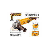 INGCO - Winkelschleifer AG1100385 | 1100W | 125mm | Variable Drehzahl 5000-12000 U/min | M14