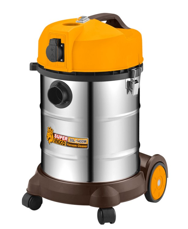INGCO Aspirapolvere Aspiraliquidi VC14301 | 1400W | 30L INOX | Filtro HEPA | Wet & Dry | Presa Utensili