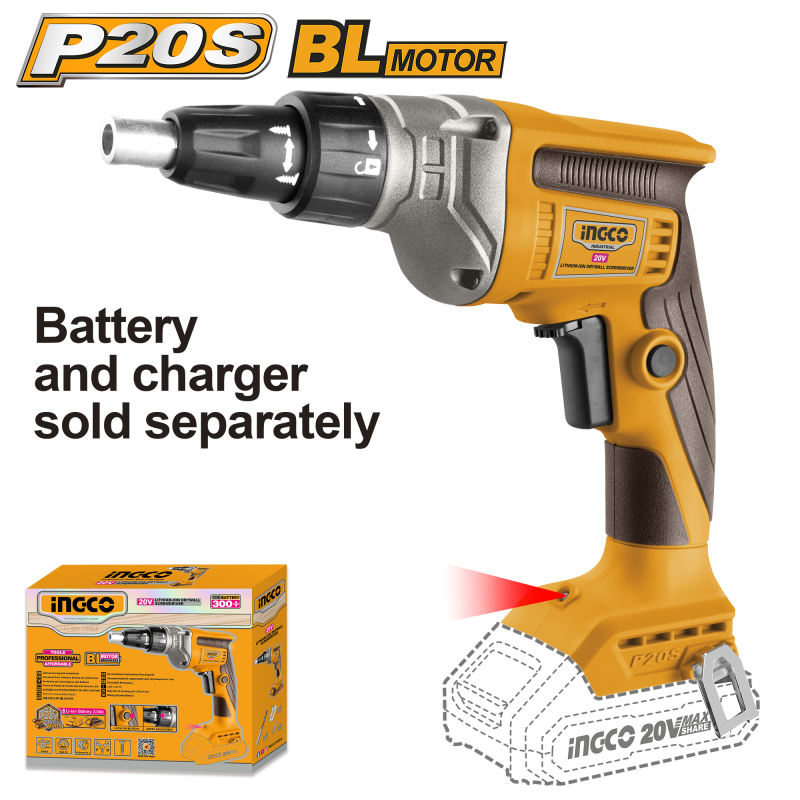 INGCO 20V Cordless Drywall Screwdriver (Body Only)