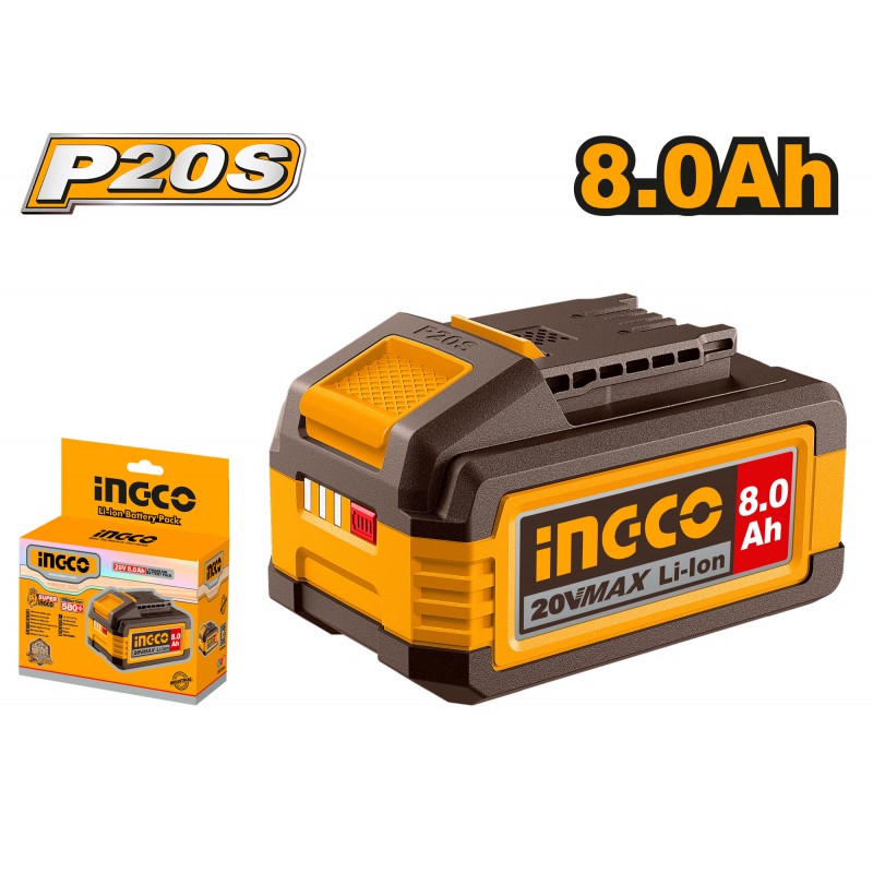 INGCO FBLI2128 Batteria Li-Ion 20V 8.0Ah P20S con confezione