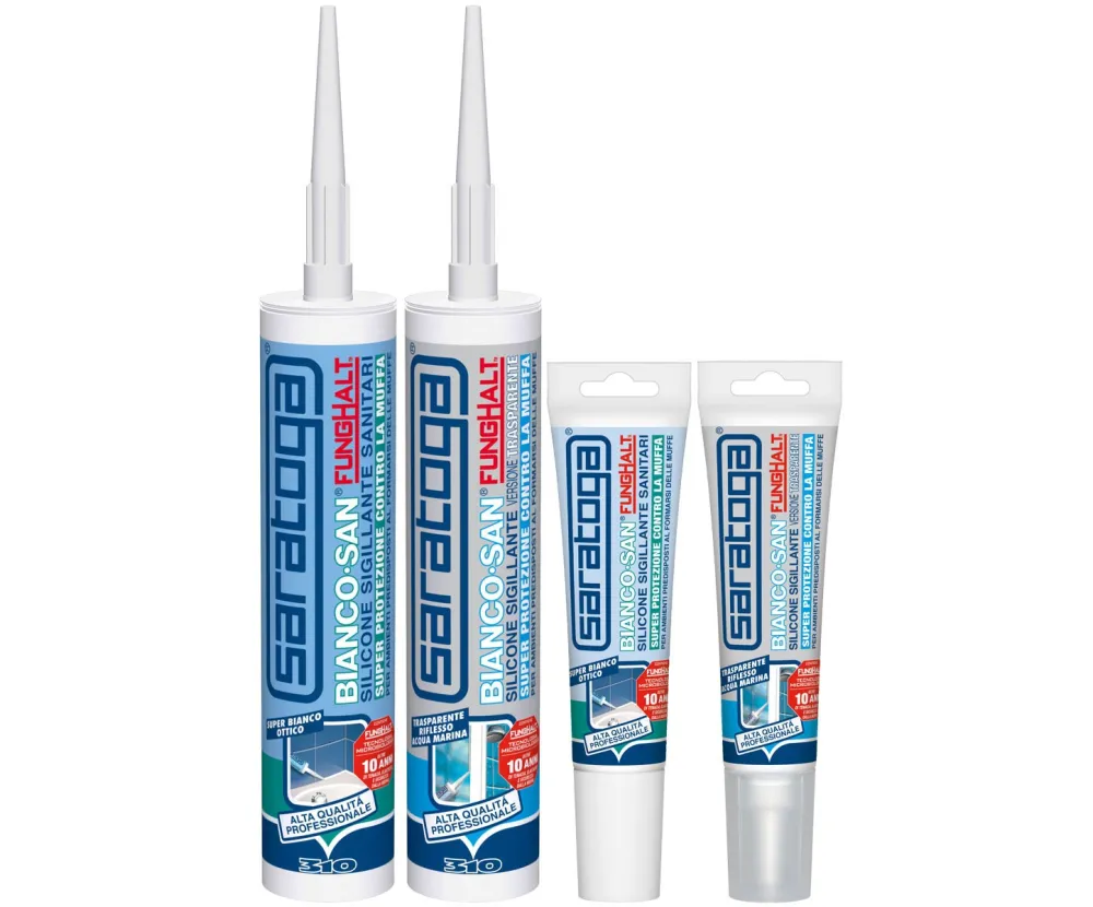 Saratoga Silicone Antimuffa specifico per sanitari, bagni e cucine BiancoSan