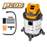 INGCO Bidone Aspirapolvere 20V CVLI2005E | 20L INOX | P20S | Solo Corpo | Wet & Dry | Senza Batteria