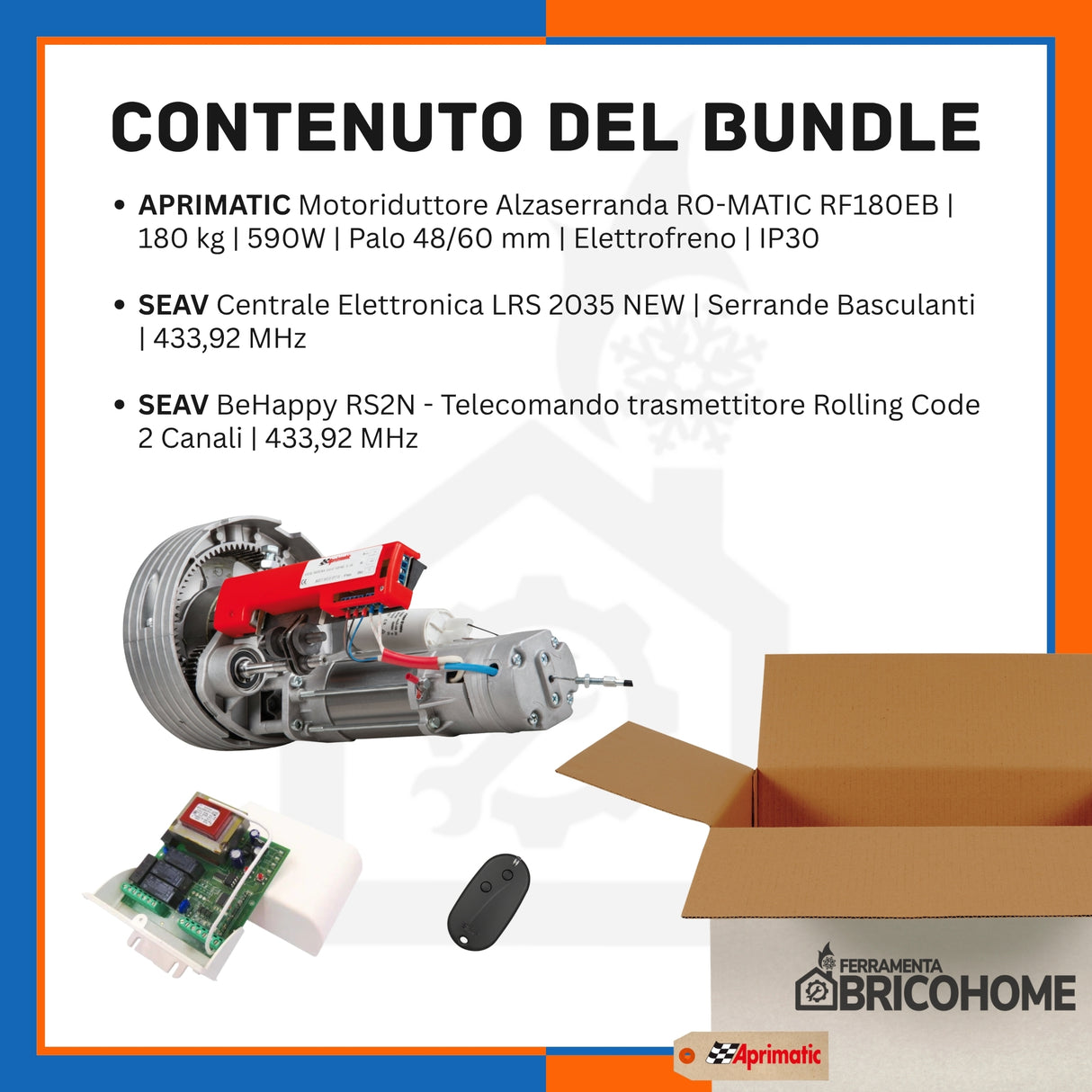 bundle motoriduttore aprimatic con centralina e telecomando informazioni