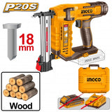 INGCO - Chiodatrice per Legno a Batteria CSTLI3805 | 20V | Chiodi ST18mm | Caricatore 65pz | 200 Chiodi Inclusi | Solo Corpo