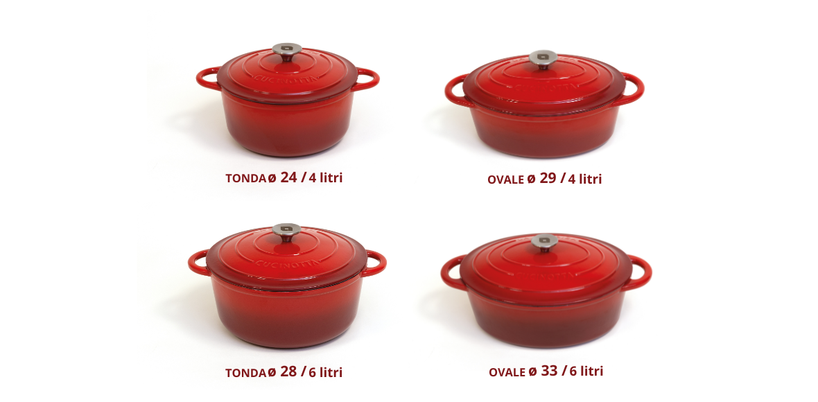 Casseruola Cocotte in ghisa tonda con coperchio 28cm 6 litri - Cucinotta La Nordica