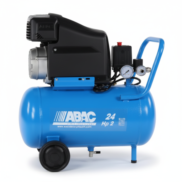 Compressore ABAC 24L HP2 vista laterale destra maniglia sfondo bianco