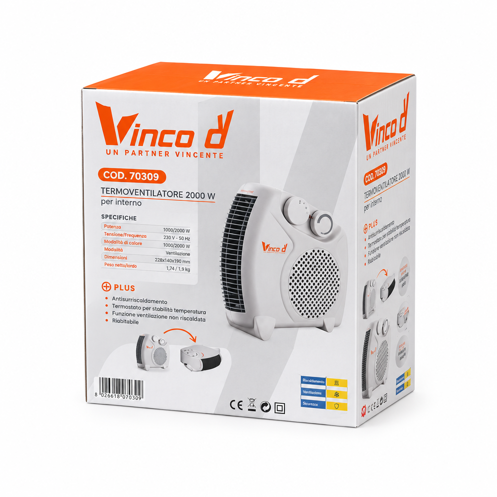 Confezione termoventilatore Vinco 70309