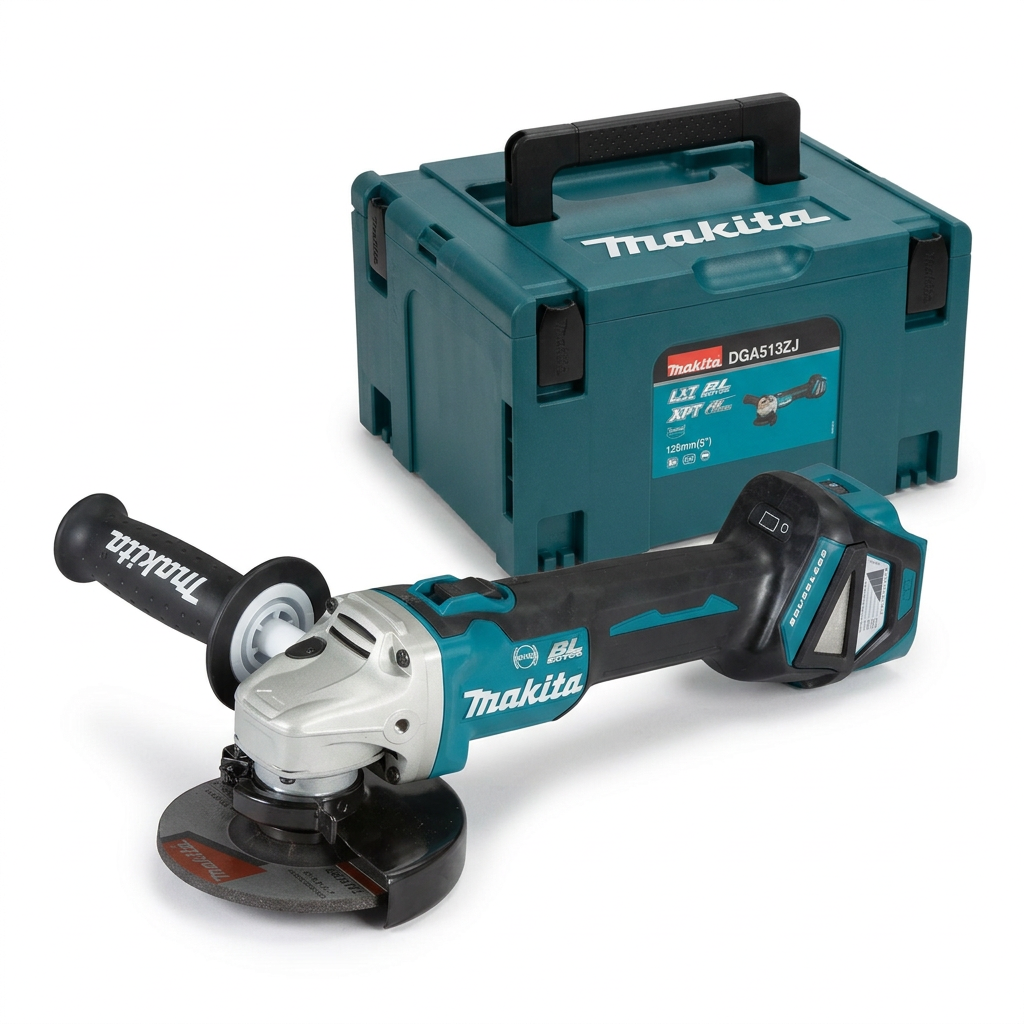 Copertina Makita con smerigliatrice e valigetta