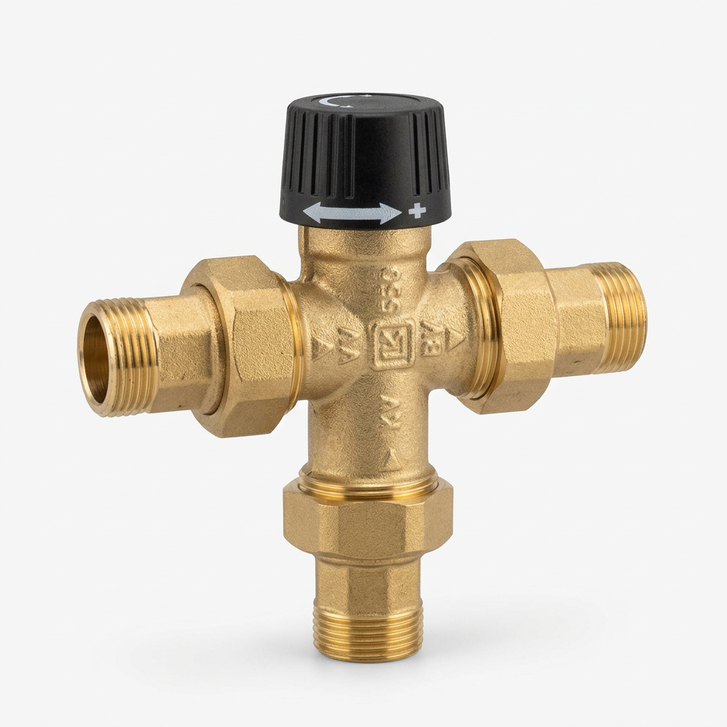Copertina miscelatore termostatico in ottone con tre raccordi