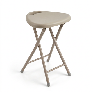 BRICO HOME Sgabello Richiudibile BILLO | 31 × 46,5 × 31 cm | Seduta con Maniglia | Bianco, Sabbia e Grigio