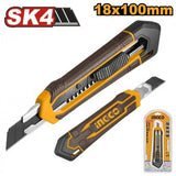 INGCO - Cutter 18x100mm HKNS11815 | Lama SK4 | L.179mm | Pulsante Piatto | Lame Spezzabili
