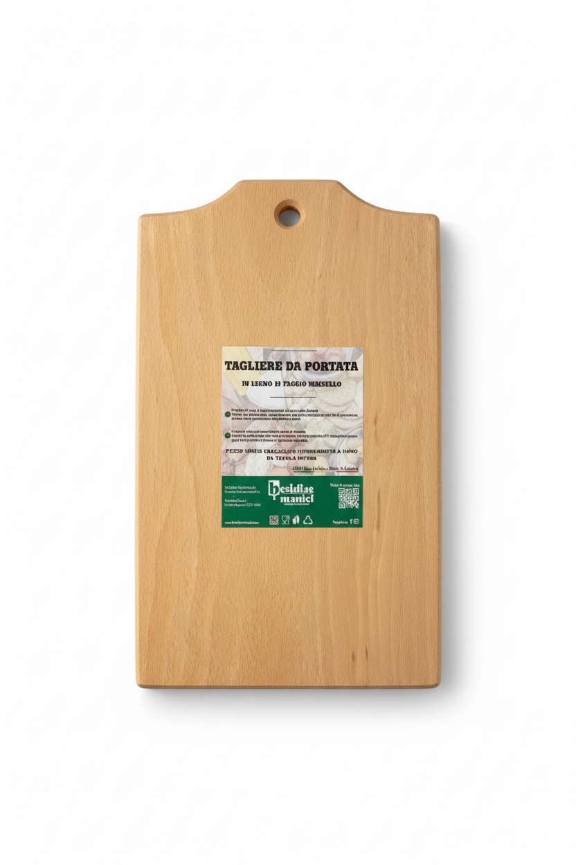 Desidiae Manici tagliere arco faggio fronte etichetta sfondo bianco verticale
