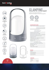 CFG GLAMPING - Lanterna Ricaricabile da Campeggio EL177 | 650 Lumen | 8h Autonomia | IP44 | USB-C | 360°