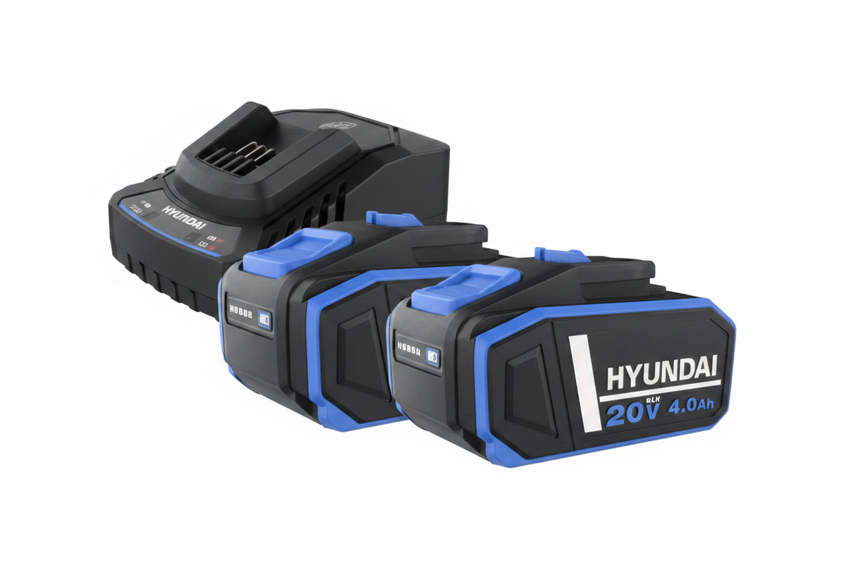 HYUNDAI Double Pack 25891 - Caricabatterie 20V + 2 Batterie 4.0Ah