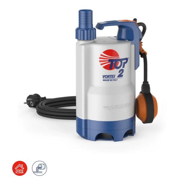 PEDROLLO - Elettropompa Sommergibile TOP 2 VORTEX | Drenaggio Acque Sporche | 155 l/min | IP68